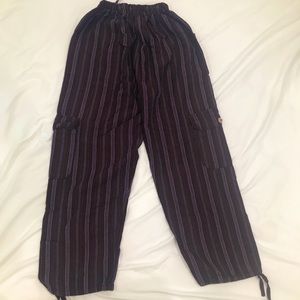 Purple striped lino pants